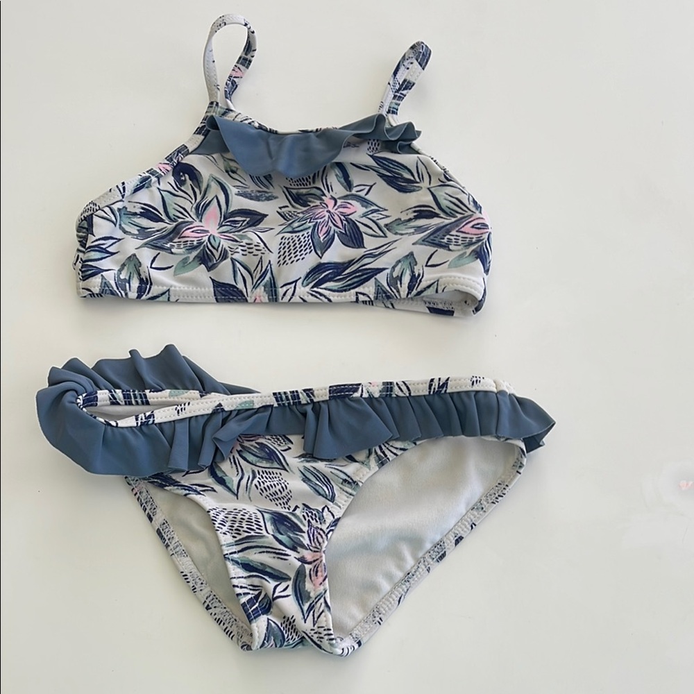 Roxy Girls Bikini Floral Blue Kids Swim Set